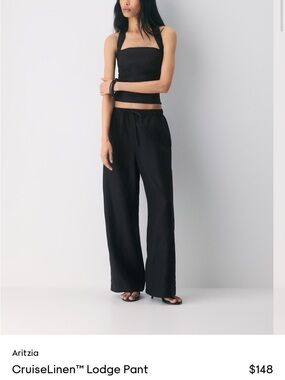 Wilfred Wide-Leg Linen-Blend Pants - Black